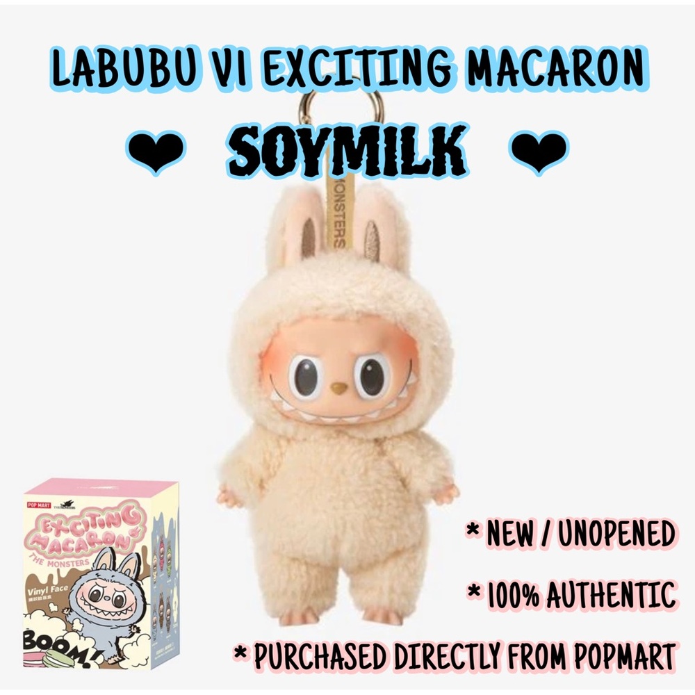✨ Labubu Exciting Macaron Plush (V1) - OS, Soymilk ✨